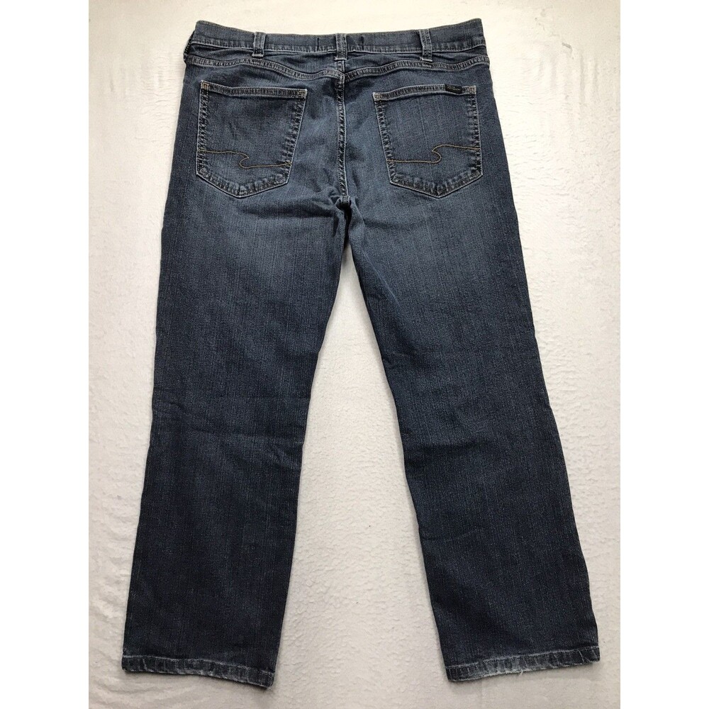SILVER Athletic Jean Men 36x28 (36/30 tag) Dark Wash Whiskered Stretch Denim - Picture 2 of 15
